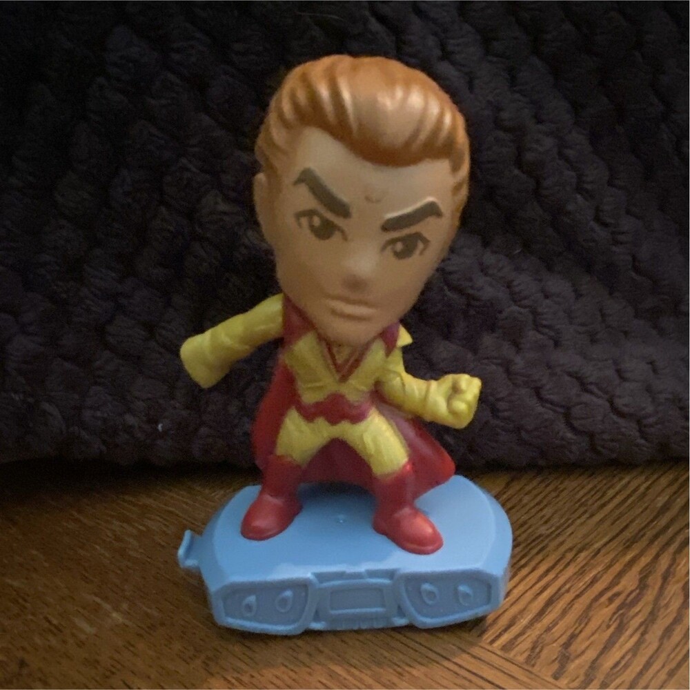 McDonald's Shazam DC Superheroes Plastic Figure Red Cape on Gray base